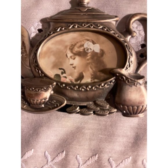 Vintage Teapot Tabletop Picture Frame - Romantic Cottage Boho Decor new - Picture 2 of 5